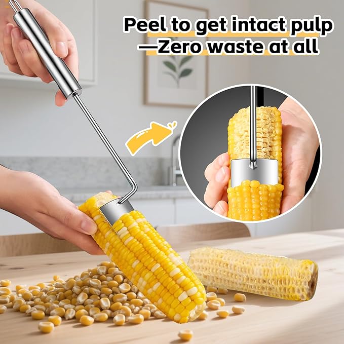 Corn peeler for corn on the cob - 2025 Heavy Duty Stainless Steel corn husker tool with Comfort Grip Handle Efficient Peeler for Fresh Corn | Home Kitchen, Restaurant & Outdoor Use (1+1PCS)