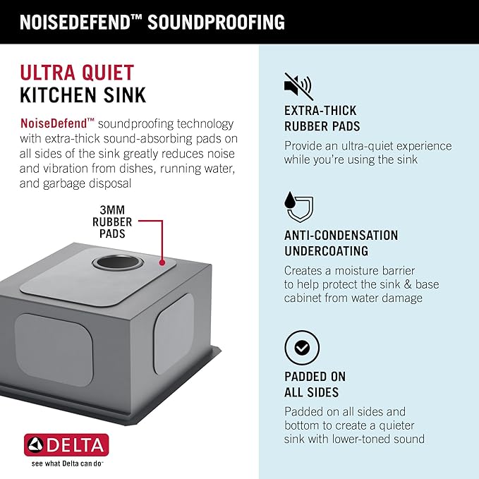 DELTA FAUCET Rivet 17-inch Workstation Bar Prep Kitchen Sink Undermount 16 Gauge Stainless Steel Single Bowl with WorkFlow Ledge and Kit of 5 Accessories, 95B9031-17S-SS