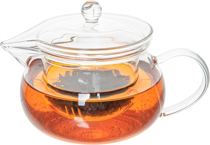 Restaurantware Forma 17 Ounce Glass Teapot 1 Double Wall Glass Tea Kettle - Does Not Chip Reusable Clear Glass Double Wall Teapot Rolled Rim Dishwashable