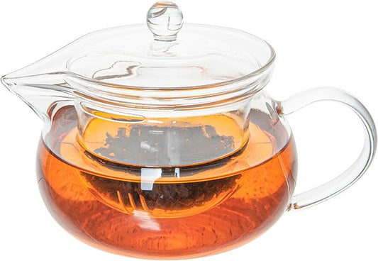 Restaurantware Forma 17 Ounce Glass Teapot 1 Double Wall Glass Tea Kettle - Does Not Chip Reusable Clear Glass Double Wall Teapot Rolled Rim Dishwashable