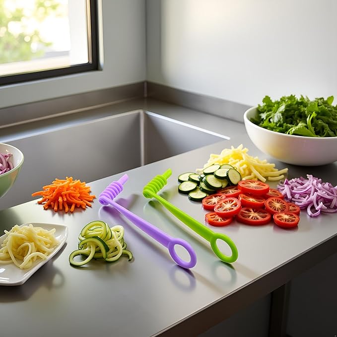 1Pc Green Spiral Slicer Blade Hand Slicer Cutter Potato Cucumber Vegetables Spiral Knife Kitchen Accessories Tool,Manual Spirals Screw Slicers Peelers Kitchen and Dining,Graters,Peelers and Slicers