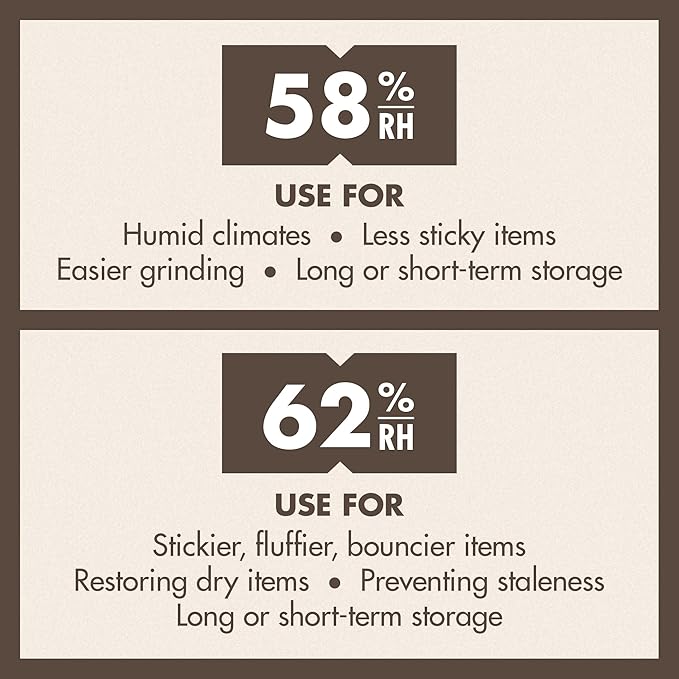 Boveda 62% Two-Way Humidity Control Packs for Storing 1 lb – Size 67 – 12 Pack – Moisture Absorbers for Storage Containers – Humidifier Packs – Individually Wrapped Hydration Packets