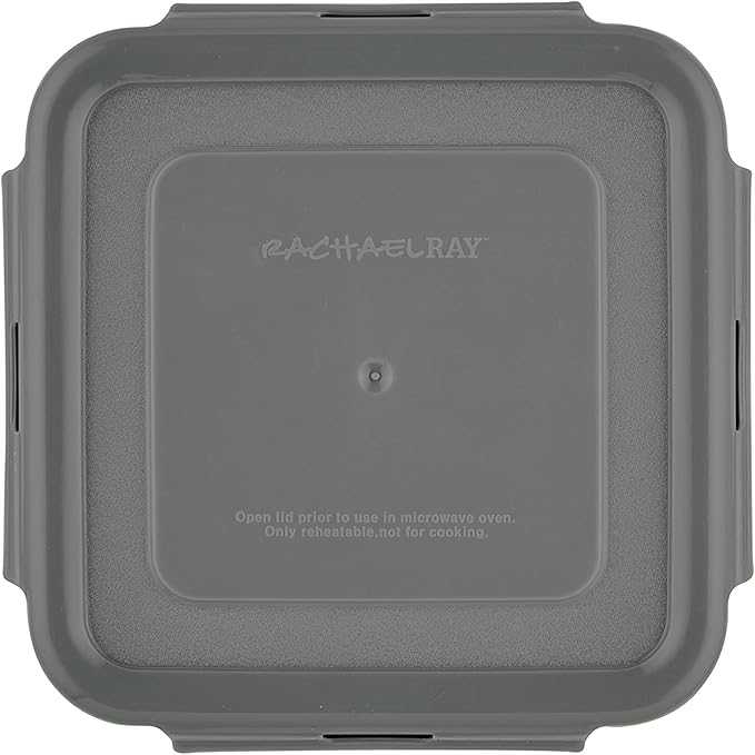 Rachael Ray Leak-Proof Nestable Container Food Storage Bin Set, 10-Piece Square, Gray Lid