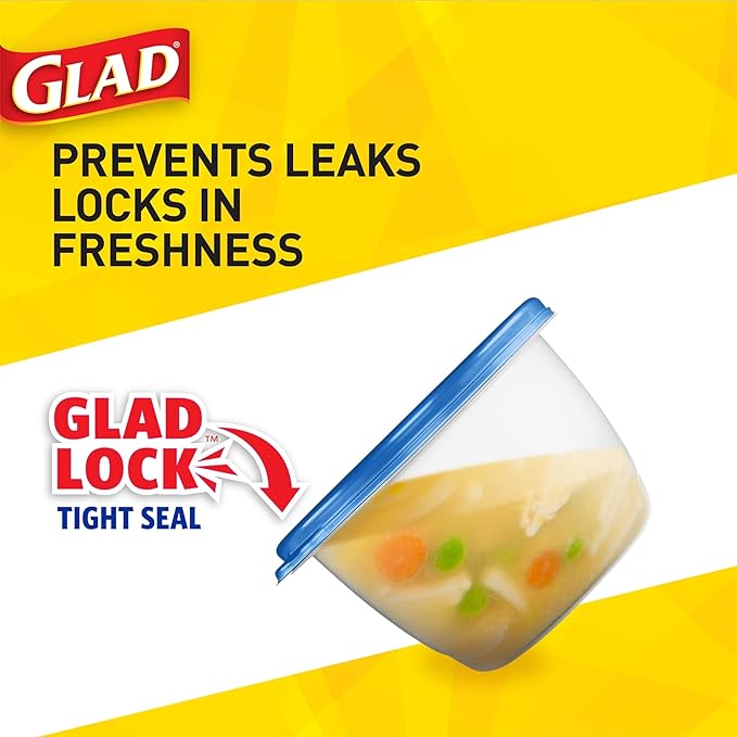 Glad Food Storage Containers for Everyday Use, Medium Square - Standard Meal Container Holds up to Twenty-Five Ounces, Blue, 25 oz - 5 Count