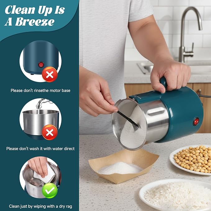 Electric Spice Grinder - 800W Versatile Grain Dry Grinder for Kitchen, Safety and Overheating Dual Protection, Suitable for Grinding Spices, Coffee, Herb, Grain