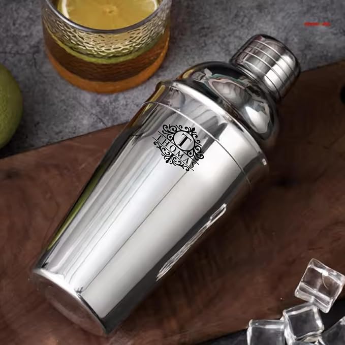 Custom Cocktail Shaker 24 oz, Personalized Engraved Name Martini & Drink Shaker with Strainer & Measurements, Stainless Steel Bar Shaker Set Gift for Bartenders & Cocktail Enthusiasts