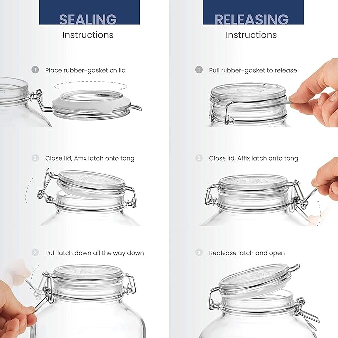Bormioli Rocco Fido Glass Jars (17.5 Oz, 33.75 Oz & 25.25 Oz) - Airtight Storage Containers - Ideal for Pantry Storage, Gifting, Canning & Kitchen Organization, Made in Italy (Set of 3)