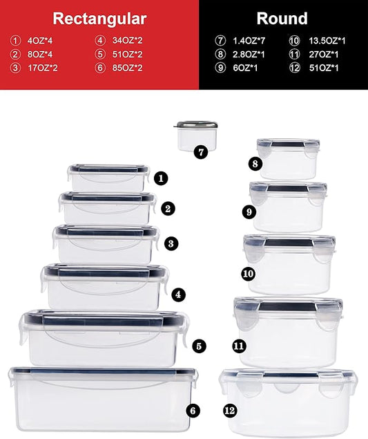 56 Pcs Large Food Storage Containers Set with Lids, Airtight Plastic Containers for Pantry & Kitchen Organization, BPA-Free, Leak-Proof