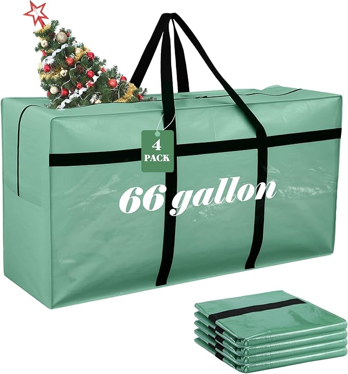 4 Pcs 66 Gallon Large Moving Bags with Zipper and Handles Foldable Storage Duffle Bags Heavy Duty Extra Large Totes for College Dorm Travel Clothes Blankets Bedding Moving (Teal)