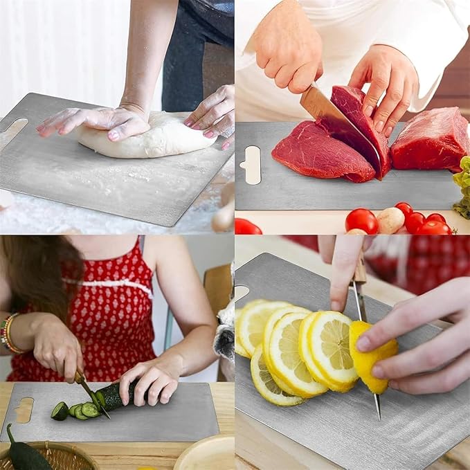 Titanium Cutting Board - 100% Pure Titanium Cutting Boards for Kitchen - Cutting Edge Hygiene & Durability, Cutting Boards for Home Kitchen Cooking (12.1 inch x 9 inch)