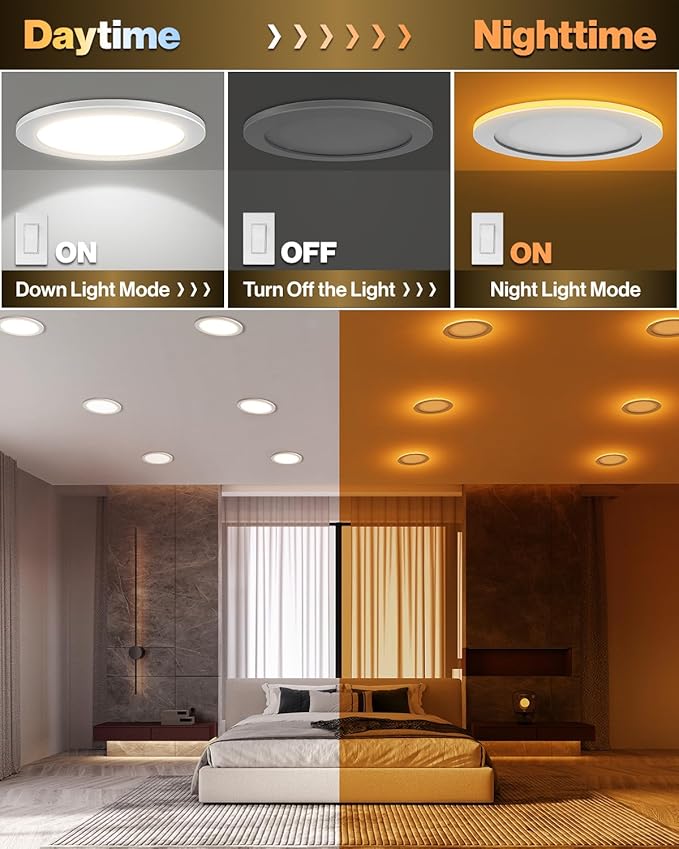 Sunco 6 Pack 8 Inch LED Slim Down Light Residential Ambient Home Indoor Living Room Bedroom Bathroom, 1350 Lumens, 13W (100W Equivalent) Selectable CCT 2700K/3000K/4000K/5000K/6000K, 0-10V Dimmable.