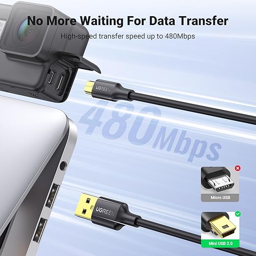 UGREEN Mini USB Cable 6 FT,USB Mini Cable Mini USB 2.0 Cable Compatible with Garmin Nuvi GPS,SatNav,Dash Cam,Camera,PS3 Controller,Hard Drive,GoPro Hero 3+,PDA