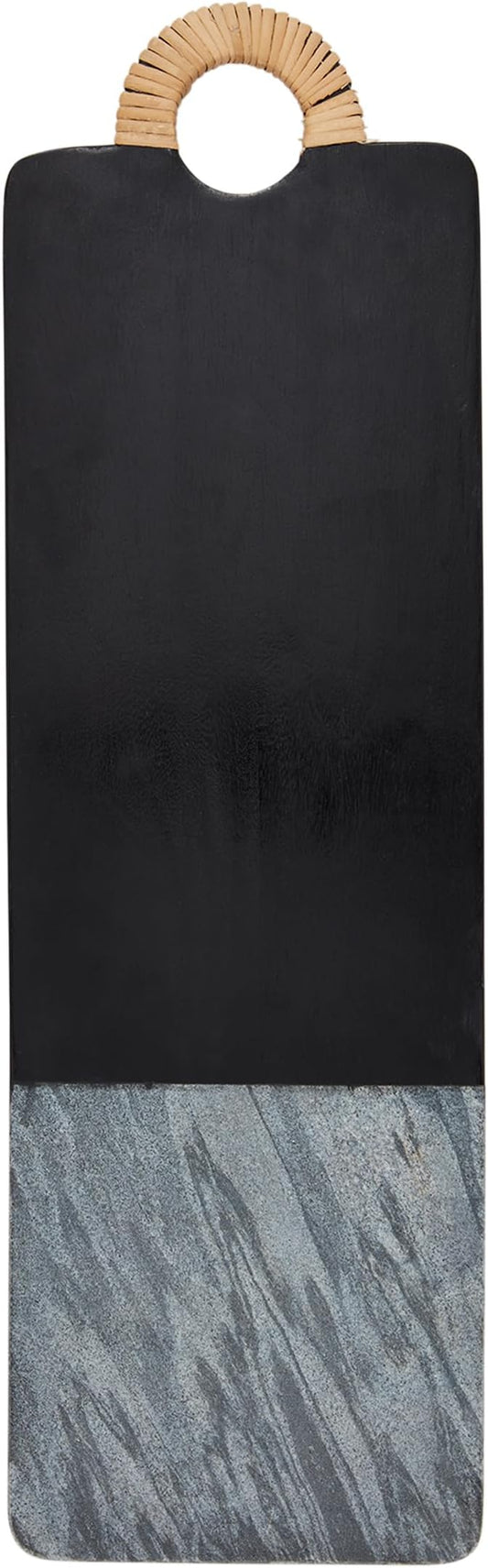 Mud Pie Black Wood Marble Board; 8" x 26"