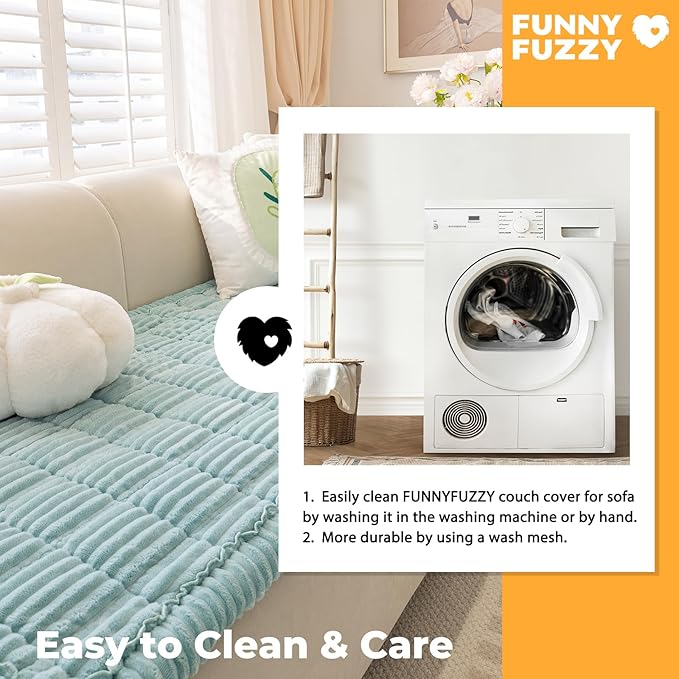 FUNNY FUZZY Pet Couch Covers for Sofa, Washable Dog Couch Cover Protector for Dogs, Flannel Couch Covers for Dogs Pet Friendly Pets Mat Bed Sofa Cover (Blue, 27.6"×70.9")