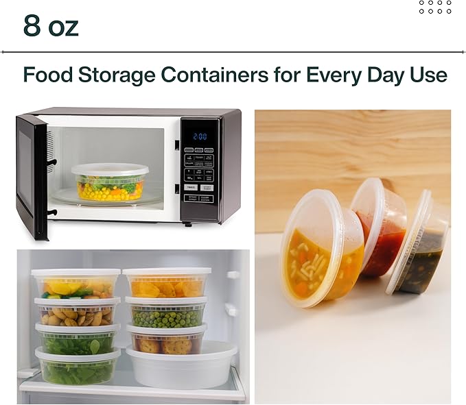 Heavy-Duty PP Deli Containers with Lids - 8oz PP Deli Container, 20 sets