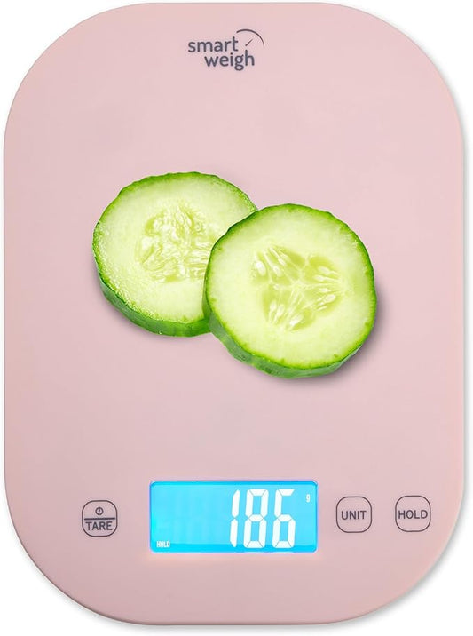 Smart Weigh Pink Digital Kitchen Scale for Cooking, Weight Loss, Calorie Tracking, Baking, Food Portion Control, and Meal Prep - Accurate Measurements in Grams and Ounces