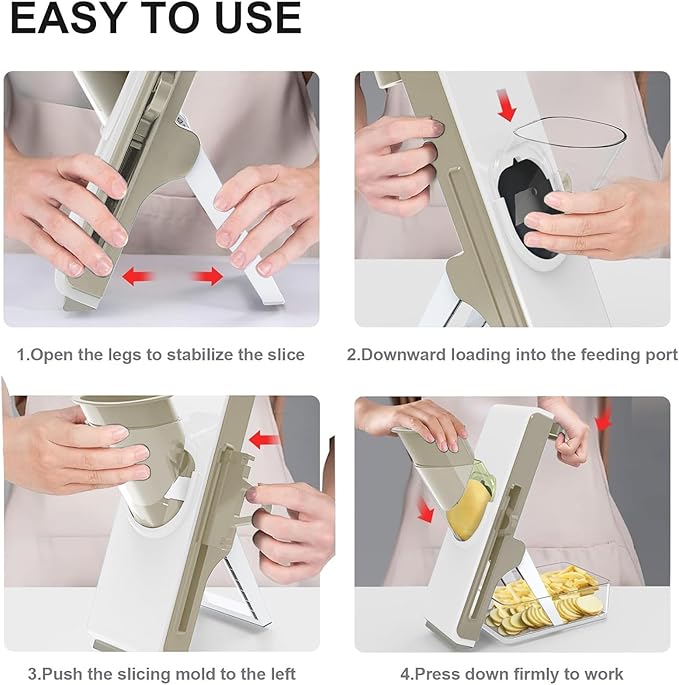 Mandoline Slicer for Kitchen, Mandoline Slicer Safe Multifunctional Dicer Adjustable Commercial Slicer Machine Stainless Steel Chopper