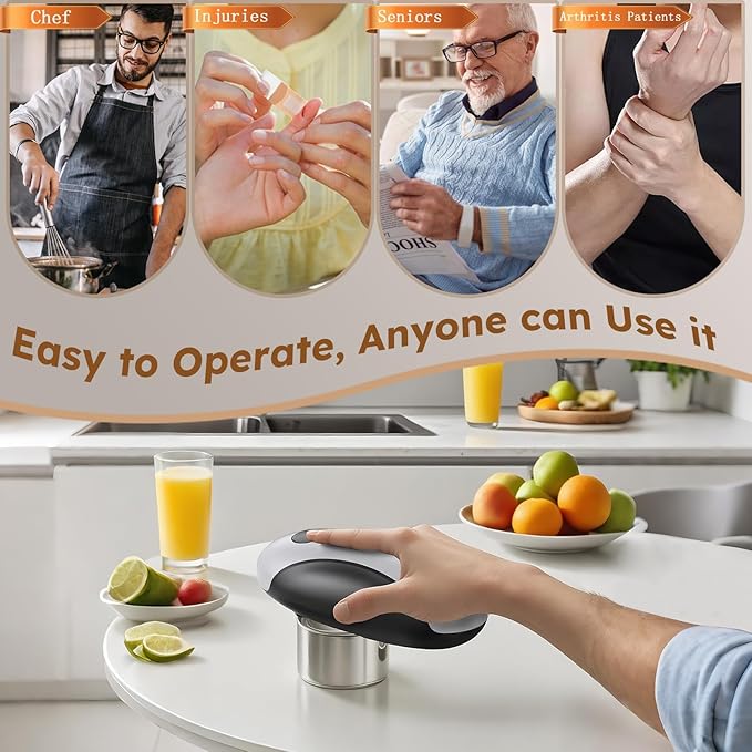 Electric Can Opener, One Touch Auto Operation, Magnetic Lid Holder & Smooth Edge Cutting, Rechargeable Can Opener Electric Fits Most Can Sizes, One-Touch Automatic Can Openers for Seniors