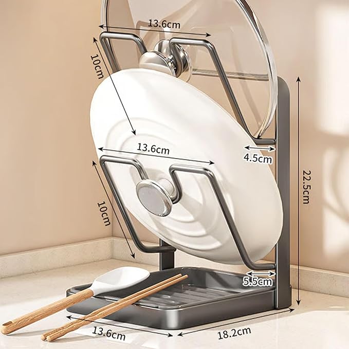 Kitchen Pot Lid Storage Rack, Pot Lid Holder, PotLid Organizer, LidHolder While Cooking, LidOrganizers Inside Cabinet, Potand Pan Organizer, Kitchen PotLid Storage Rack (Gray double-layer)
