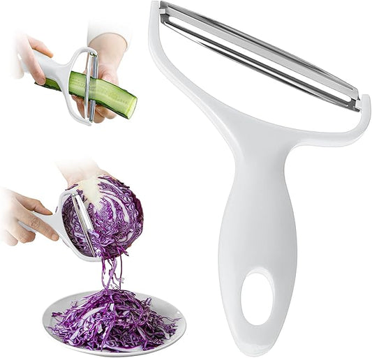 Upgrade 2 pack Veggie cabbage shredder for coleslaw stainless steel cucumber carrot Potato peeler grater slicer,Kitchen gadgets (white)