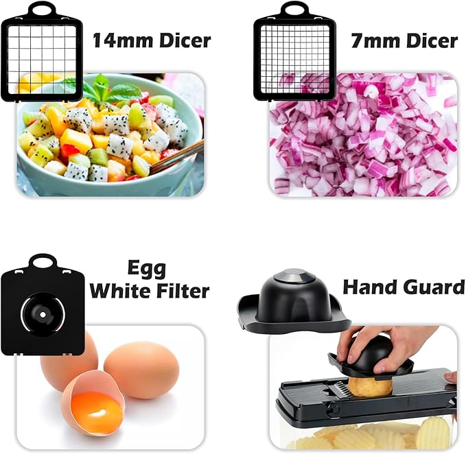 Vegetable Chopper, Onion Chopper, 10 in 1 Multifunctional mandoline slicer and dicer, Dicing Machine, Veggie Chopper With 8 Blades, Carrot Chopper for Salad Potato Carrot Garlic (White)