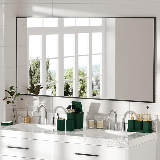 Bathroom Accessory Set - Bathroom Set, 12PC Bathroom Accessories Set, Dark Green Bathroom Accessories Set, Mini Trash Can, Toilet Brush, Trash Can & Soap Dispenser