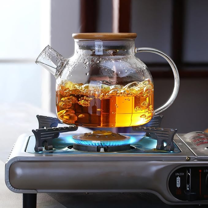 Mini 5-Piece Glass Tea Set Small Teapot with Matching 4 Teacups, 18.6OZ. for Kung Fu Tea, Tasting, Espresso Gift Set