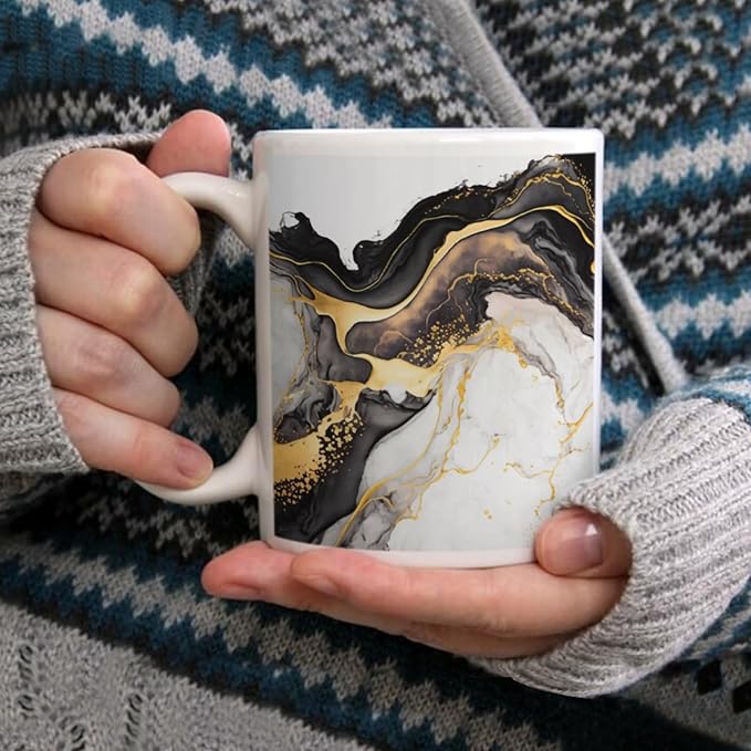 Coffee Mugs Marble Pattern Ceramic Latte Mug with Handle 11 OZ for Men Women for Latte Cappuccino Cocoa Milk Dishwasher & Microwave Safe
