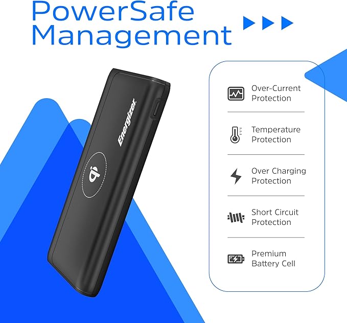 Energizer 10,000mAh Wireless Portable Charger Qi-Certified, 18W USB C Fast Charging PD 3.0 Power Bank for iPhone 16/15/14/13/12 Series, Samsung, Android Devices_QE10011PQ