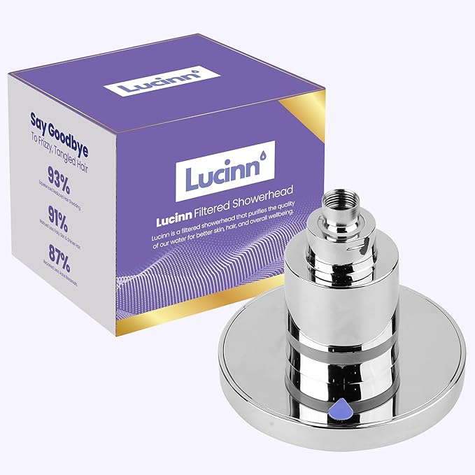 Lucinn Pro Filtered ShowerHead | High Pressure Showerhead - Removes 99% Chlorine & Heavy Metals, Improves Hair & Skin, High Pressure, Easy Install, Includes 20-Stage Filter
