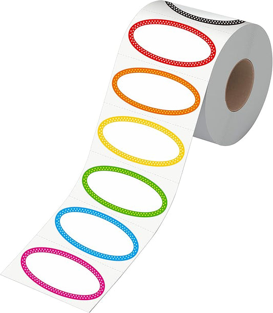 500 Removable Freezer Pantry Canning Labels, 8 Colorful Polka Borders, Water Oil Resistant with Perforation Line for Food Containers Jars Kitchen Restaurant Storage Organization