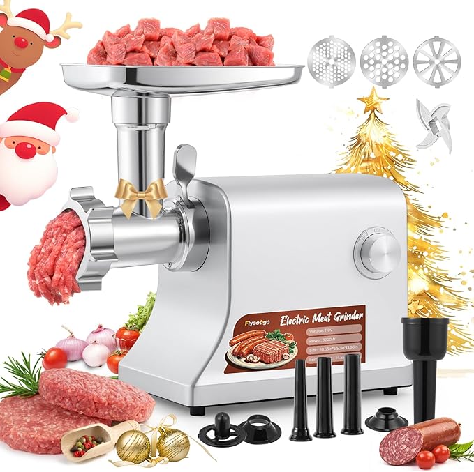 Electric Meat Grinder 3200w Commercial Heavy Duty Metal Gearbox Meat Grinder and Sausage Stuffers, Kubbe Kit for Household Use & Commercial