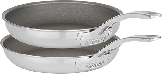 Viking PureGlide Pro 3-Ply Nonstick Frying Pans, Made without PFAS, 2-Piece Induction Fry Pan Set, 9.5 and 11-Inch, Metal Utensil Safe Titanium Nonstick Surface, Oven Safe to 600F