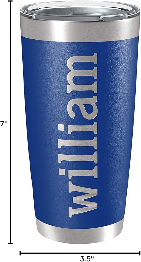 Personalized Tumblers, Stainless Steel 20 oz Tumbler w/Lid |13 Different Designs| Personalized Cups Double Walled Insulated Coffee Cup for Travel - Royal Blue