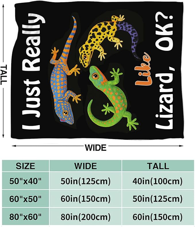 Lizard Blanket Gifts for Girls Boys Reptiles Lovers Throw Blankets Cozy Plush Fleece Lizards Decor Flannel Fuzzy for Kids Women Men 80"X60"