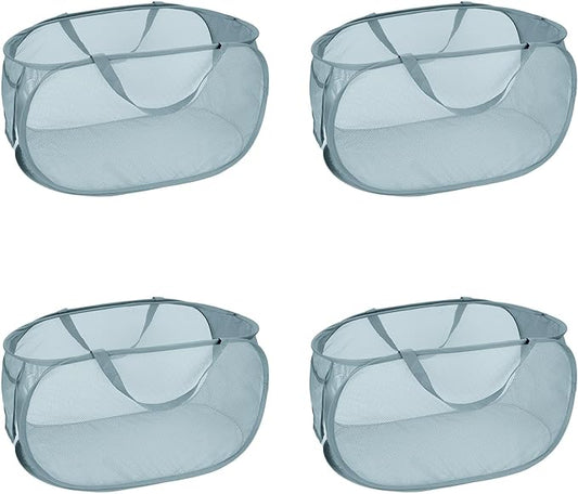 4 Pcs Mesh Popup Laundry Hamper, Opening Laundry Basket,Popup Laundry Basket with Durable Handles,Foldable Pop-up Mesh Hamper Dirty Clothes Basket for Clothes & Laundry-Home Organization
