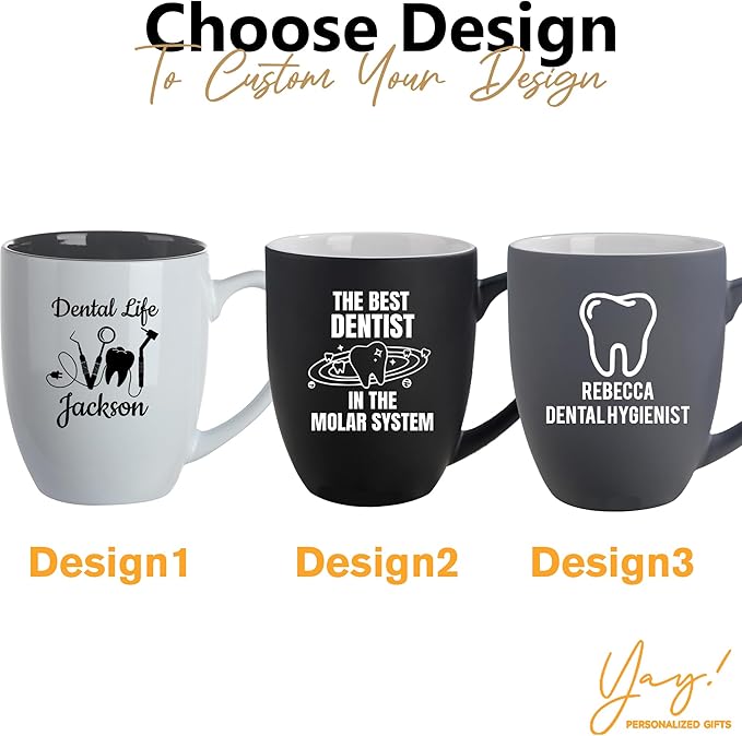 Personalized Dentist Gifts, 16oz Custom Coffee Mug with Engraved Name - Graduation Gift for Dental Student, Birthday Appreciation Gift for Dentist Assistant Hygienist Medical Graduate (Mug, Dentist)