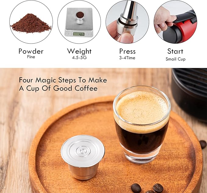 Reusable Coffee Pods, Stainless Steel Refillable Coffee Capsule, Capsule Pod Filter Cup Replacement for Coffee Machines Parts