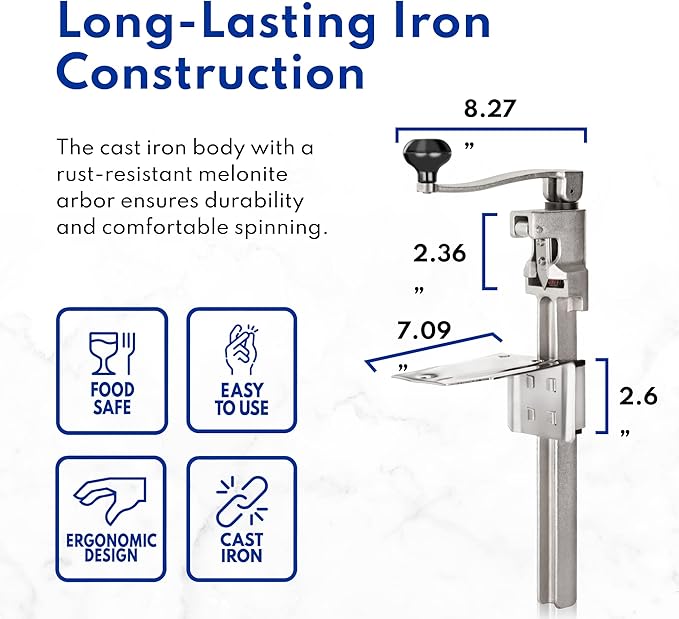 New Star Foodservice 7006841 Manual Table Can Opener with Plated Steel Base For Cans Up to 11” Tall