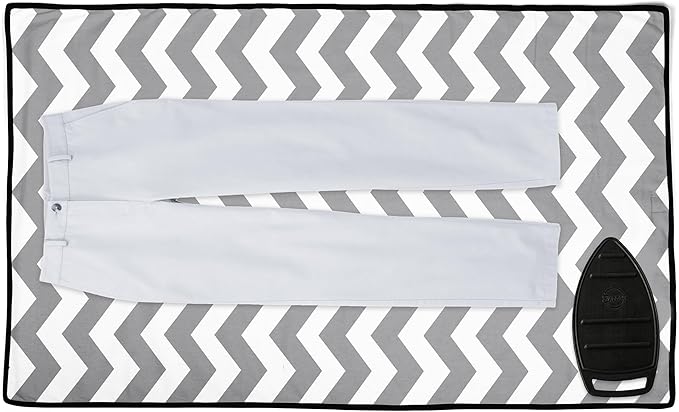 Encasa XO Ironing Mat/Pad (Large 48"x28") with 3mm Padding & Silicone Iron Rest for Steam Pressing on Tabletop or Bed - Heat Resistant, Portable, Quilting & Travel Blanket - Zig Zag