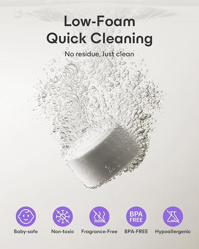 120Pcs Official Baby Bottle Detergent Tablets — Cleaning Tabs for Milk Residue Removal, Compatible with Baby Brezza Momcozy Bottle Washers