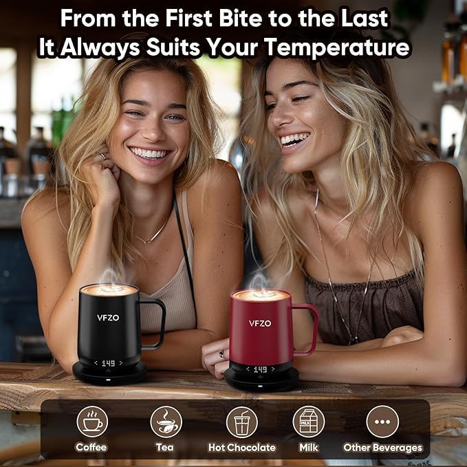 Smart Mug,Self Heating,Temperature-Controlled, Self-Heating Coffee Mug.LED Real-time Temperature Display. 180 Minutes Maximum Battery Life.Smart Coffee Cup(16oz, Ivory)