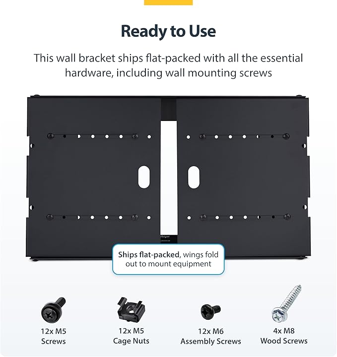 StarTech.com 2-Post 6U Wall Mounted Rack, Adjustable Depth up to 16in, for 19-inch Server/Data/Networking Equipment, Max 88lb