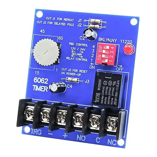 6062 Multi-Function Timer (Compatible with altronix 6062 Multi Function Timer), 12/24VDC Selectable, 1 Sec to 60 Min Adjustable Timing for Access Control and Timed Operations