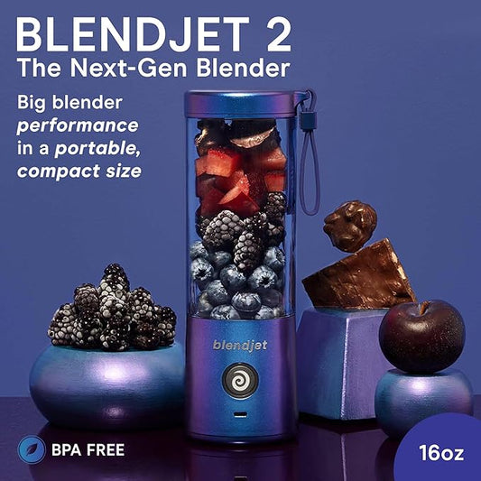 BlendJet 2 Portable Blender for Smoothies & Shakes - BlendJet Cordless Personal & Small Blender, USB-C Rechargeable & Self Cleaning - (Galaxy Metallic, 16 oz.)