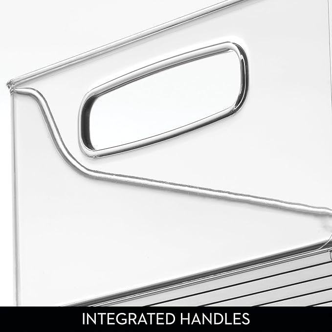 InterDesign iDesign Plastic Stackable Pantry Bin - Storage Bin with Handles for Cabinets or Fridge - Set of 2 - Clear