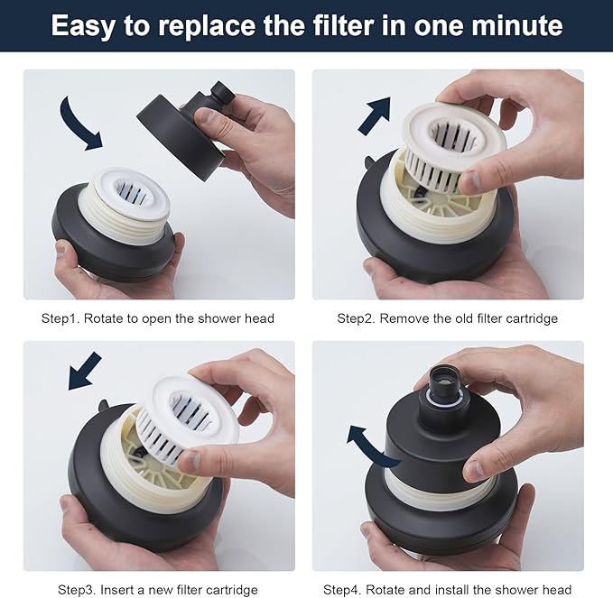 High Pressure Shower Filter Head Oil Rubbed Bronze Fixed Shower Head 7 Settings, 5 Inch Bathroom Rain Shower Head with Enhanced Filter for Hard Water, Reduces Chlorine and Harmful Substances