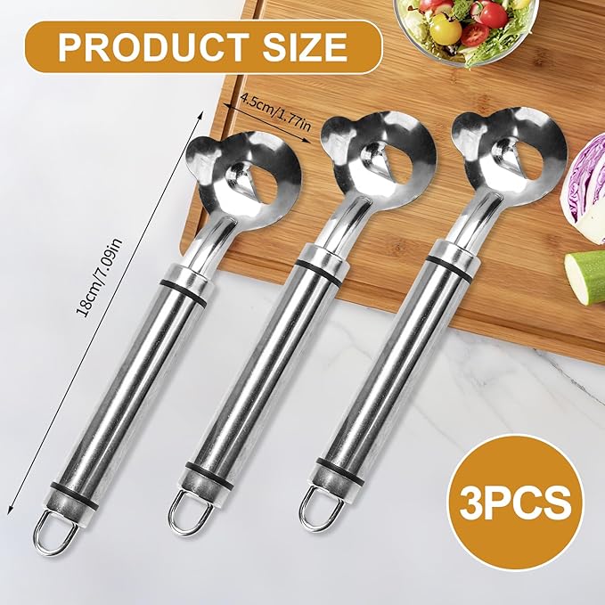 3pcs Spoon Cactus Peeler,Stainless steel strip long hole cactus thorn removal tool,Sliced Chinese Noodle Cutter for Cooking Kitchen Gadgets (3p-Silver)
