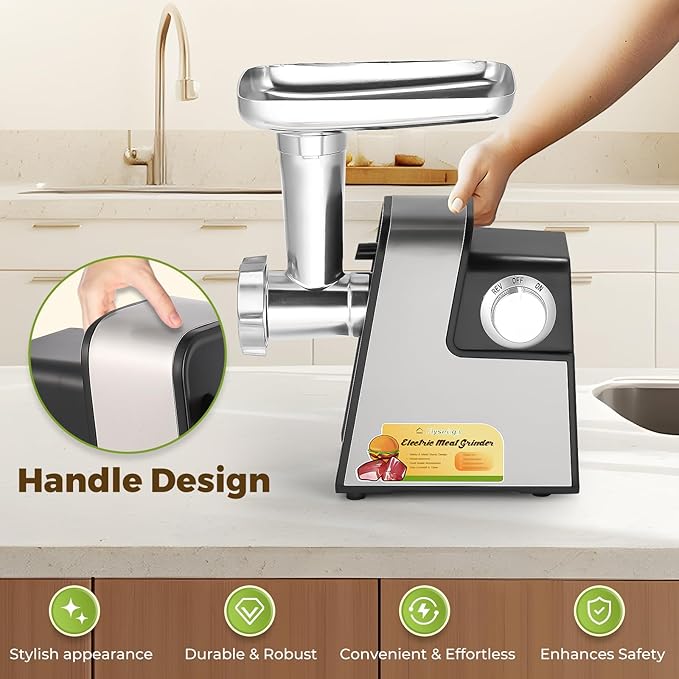 Meat Grinder Electric 2700W Meat Mincer Chopper Machine Multifunctional with 3 Cutting Blades, 3 Grinding Plates, 3 Sausage Stuffer, Kubbe Kit, Meat Grinders for Home Use