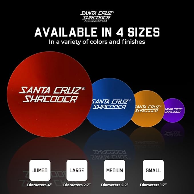 Santa Cruz Shredder Metal Spice Grinder Knurled Top for Stronger Grip 3-Piece Medium 2.2" (Gold)